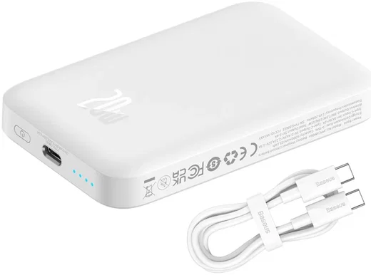 Baseus Mini 6.000 mAh Powerbank Compact met MagSafe Wit 20W afbeelding 2