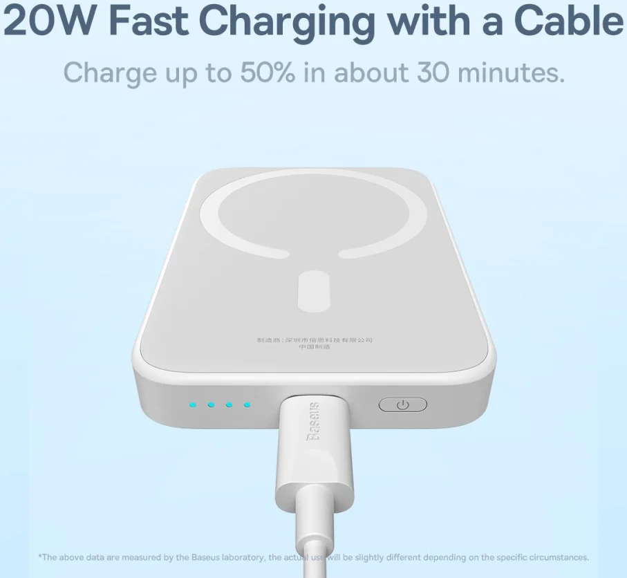 Baseus Mini 6.000 mAh Powerbank Compact met MagSafe Wit 20W afbeelding 5
