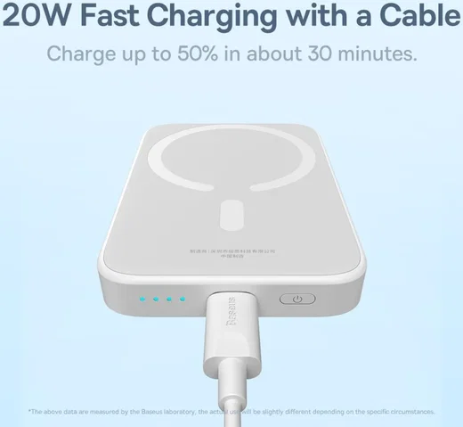 Baseus Mini 6.000 mAh Powerbank Compact met MagSafe Wit 20W afbeelding 5