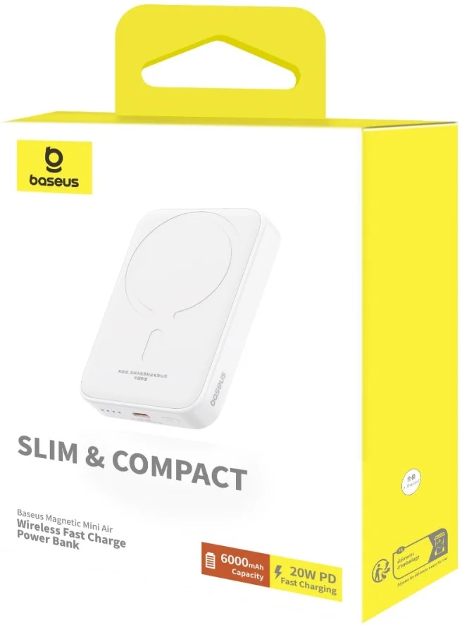 Baseus Mini 6.000 mAh Powerbank Compact met MagSafe Wit 20W afbeelding 11