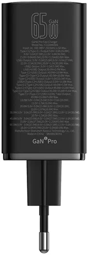 Baseus GaN6 65W USB-C/USB Snellader + 100W USB-C Kabel 1M Zwart afbeelding 11