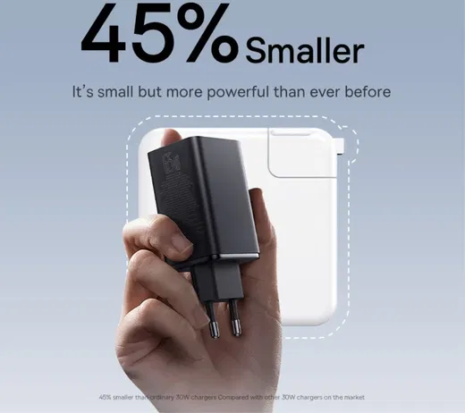 Baseus GaN6 65W USB-C/USB Snellader + 100W USB-C Kabel 1M Zwart afbeelding 5