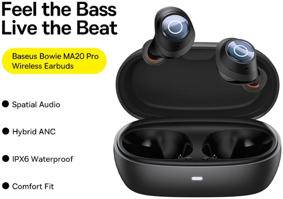 Baseus Bowie MA20 Pro TWS Headset Draadloze Bluetooth Oordopjes Zwart afbeelding 3