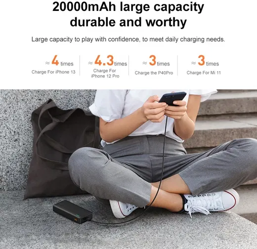 Baseus Airpow 20.000 mAh Powerbank Fast Charge 20W Zwart afbeelding 7
