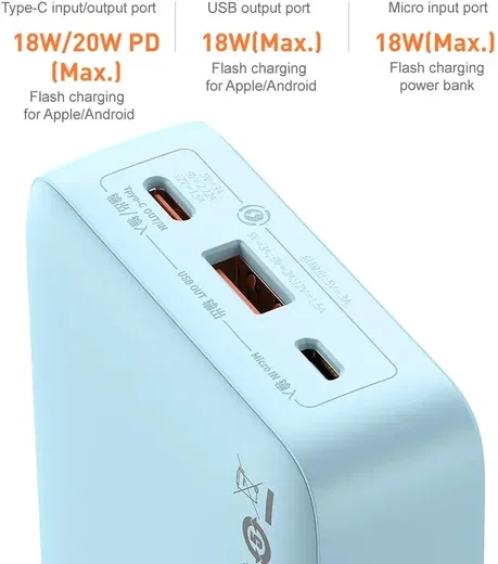 Baseus Airpow 20.000 mAh Powerbank Fast Charge 20W Blauw afbeelding 4
