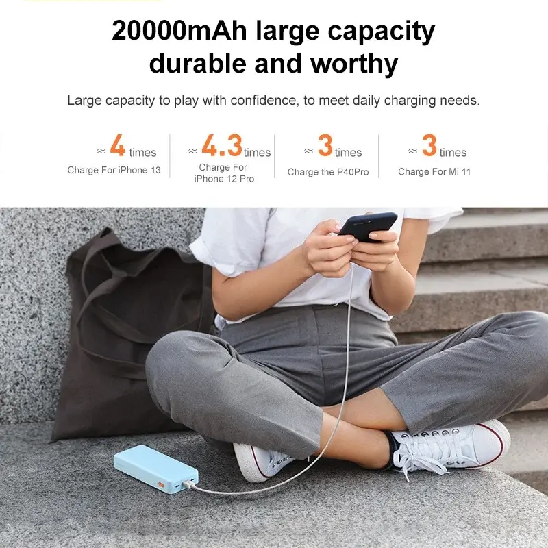 Baseus Airpow 20.000 mAh Powerbank Fast Charge 20W Blauw afbeelding 7