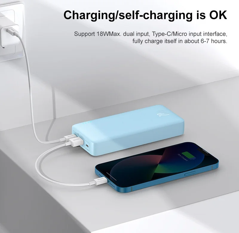 Baseus Airpow 20.000 mAh Powerbank Fast Charge 20W Blauw afbeelding 8