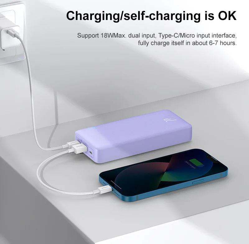 Baseus Airpow 20.000 mAh Powerbank Fast Charge 20W Paars afbeelding 7