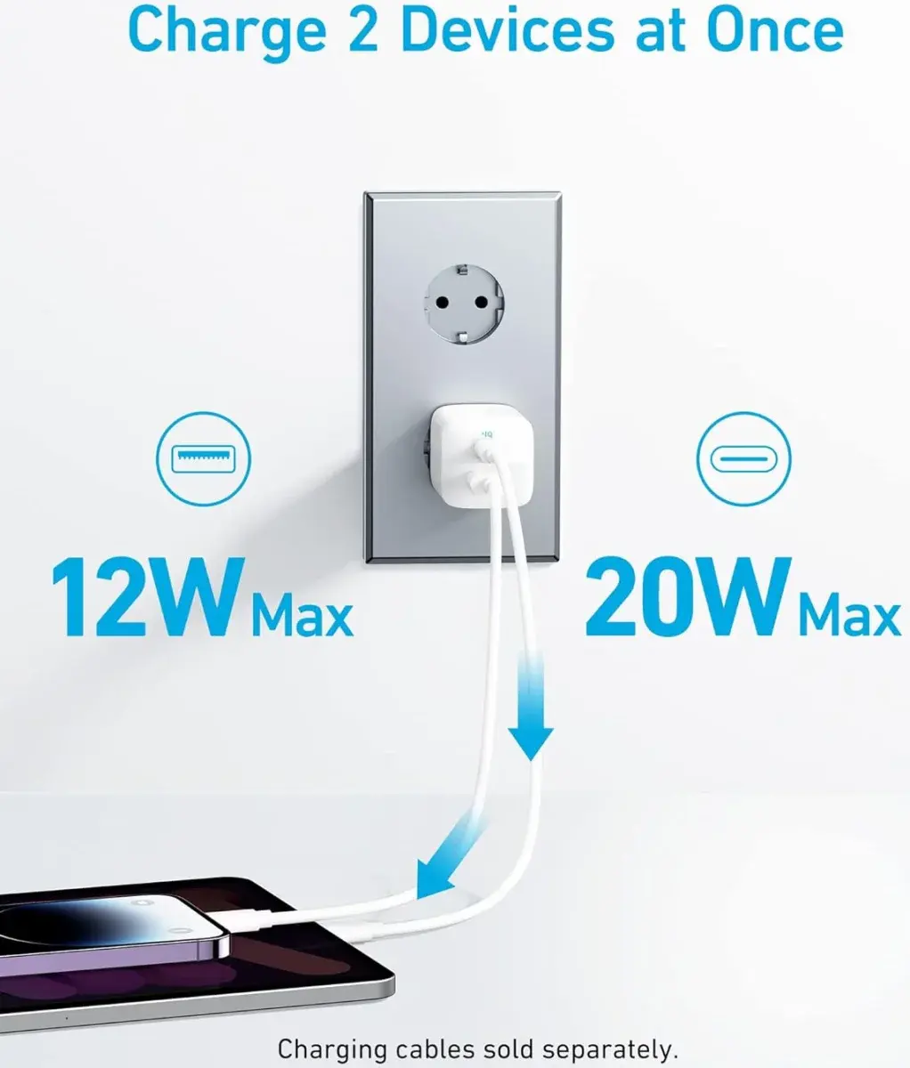 Anker 323 (33W) USB-A/USB-C Snellader Power Delivery Wit afbeelding 2