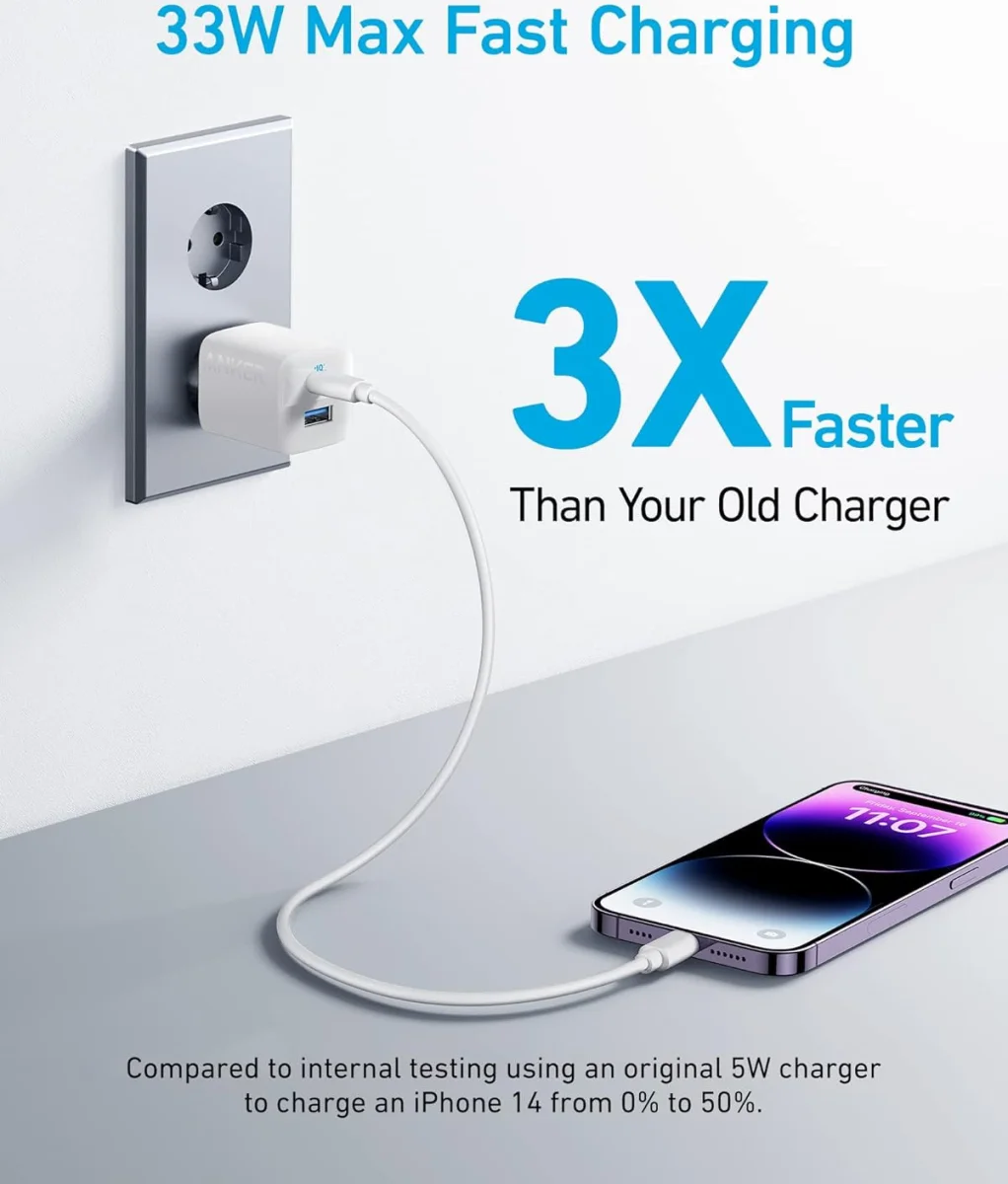 Anker 323 (33W) USB-A/USB-C Snellader Power Delivery Wit afbeelding 4