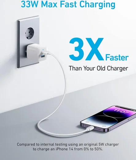 Anker 323 (33W) USB-A/USB-C Snellader Power Delivery Wit afbeelding 4