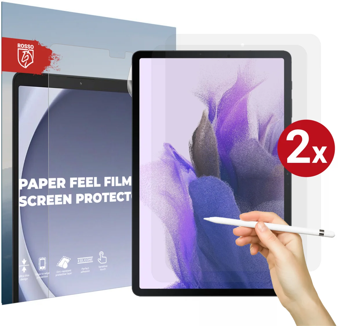 Rosso Samsung Galaxy Tab S7+ / S7 FE / S8+ Screen Protector Paper Feel Duo Pack afbeelding 1