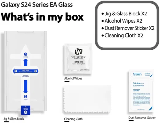 Whitestone EA Glass Samsung Galaxy S24 Screen Protector met Jig 2-Pack afbeelding 6