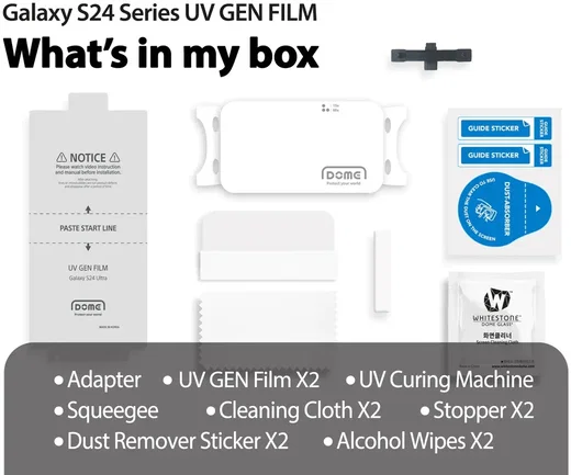 Whitestone UV Gen Samsung Galaxy S24 Screen Protector Folie (2-Pack) afbeelding 7