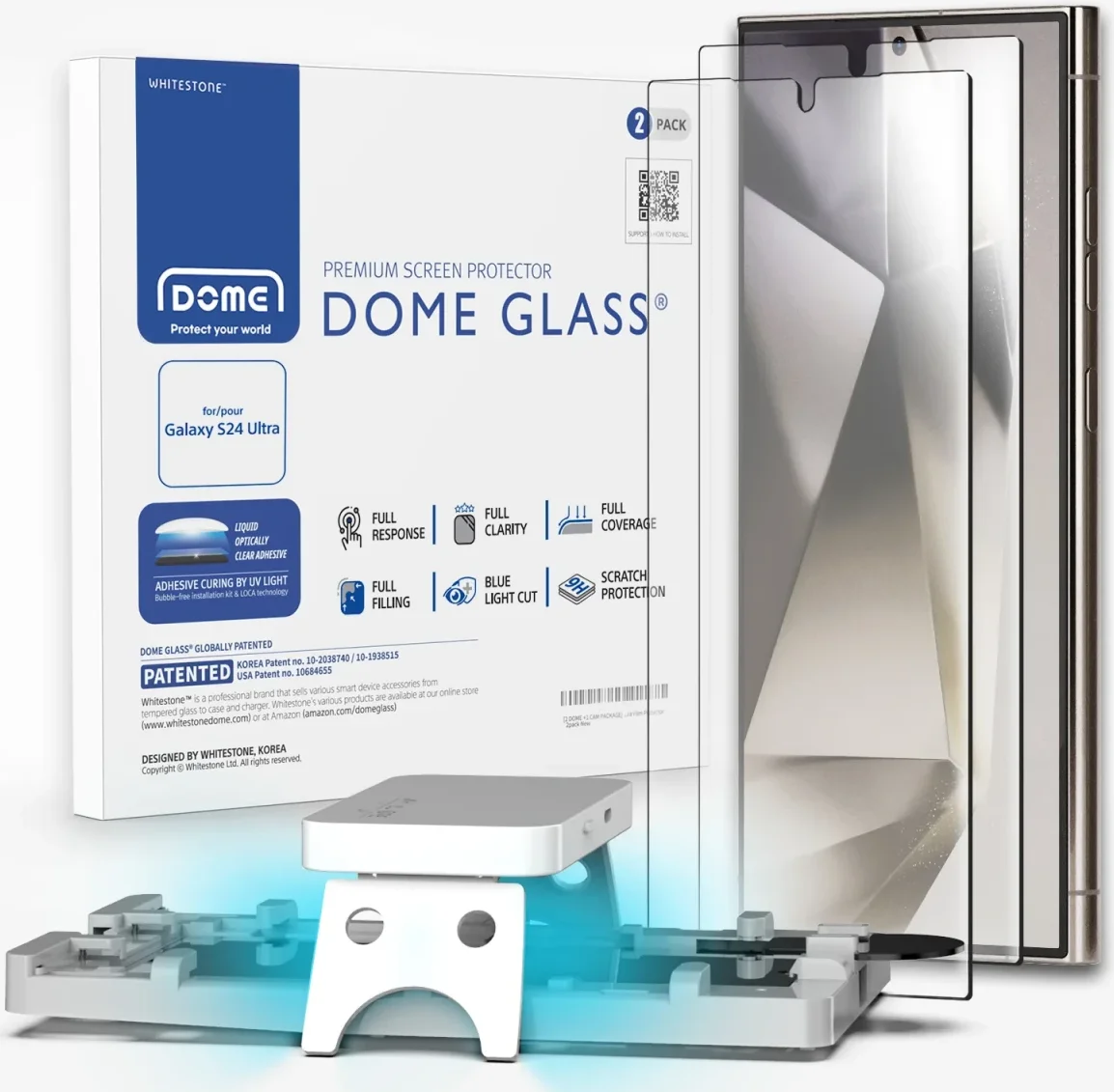 Whitestone Dome Glass Samsung Galaxy S24 Ultra Screen Protector 2-Pack afbeelding 1