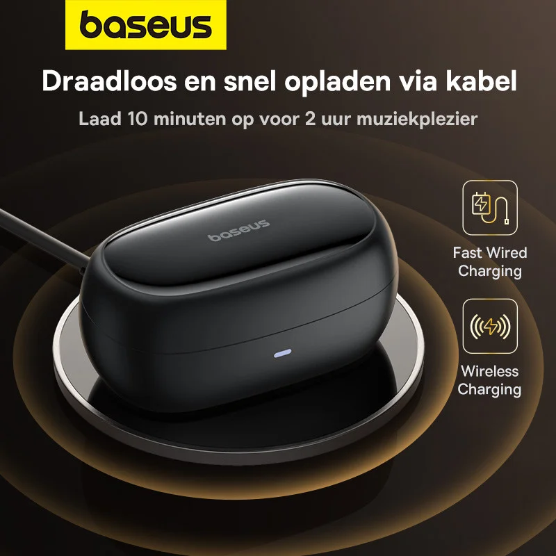Baseus Bowie MA20 Draadloze Bluetooth Oordopjes Noise Cancelling Zwart afbeelding 7