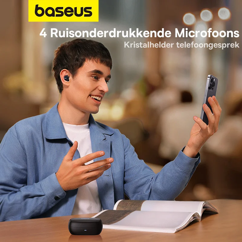 Baseus Bowie MA20 Draadloze Bluetooth Oordopjes Noise Cancelling Zwart afbeelding 11