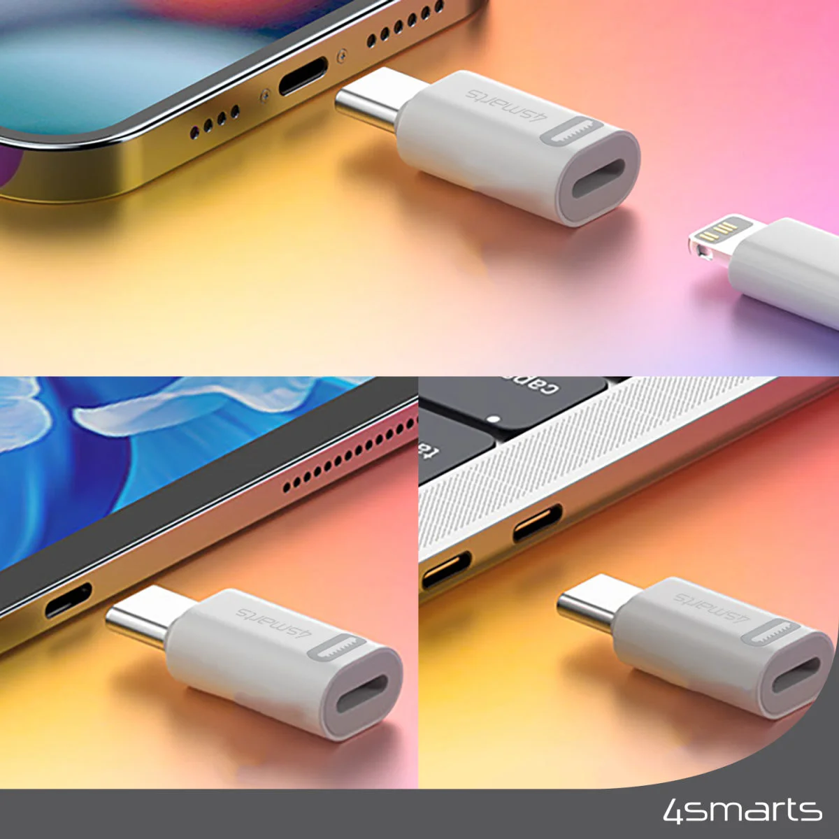 4smarts Apple USB-C naar Apple Lightning Adapter 27W PD Wit (2-Pack) afbeelding 3