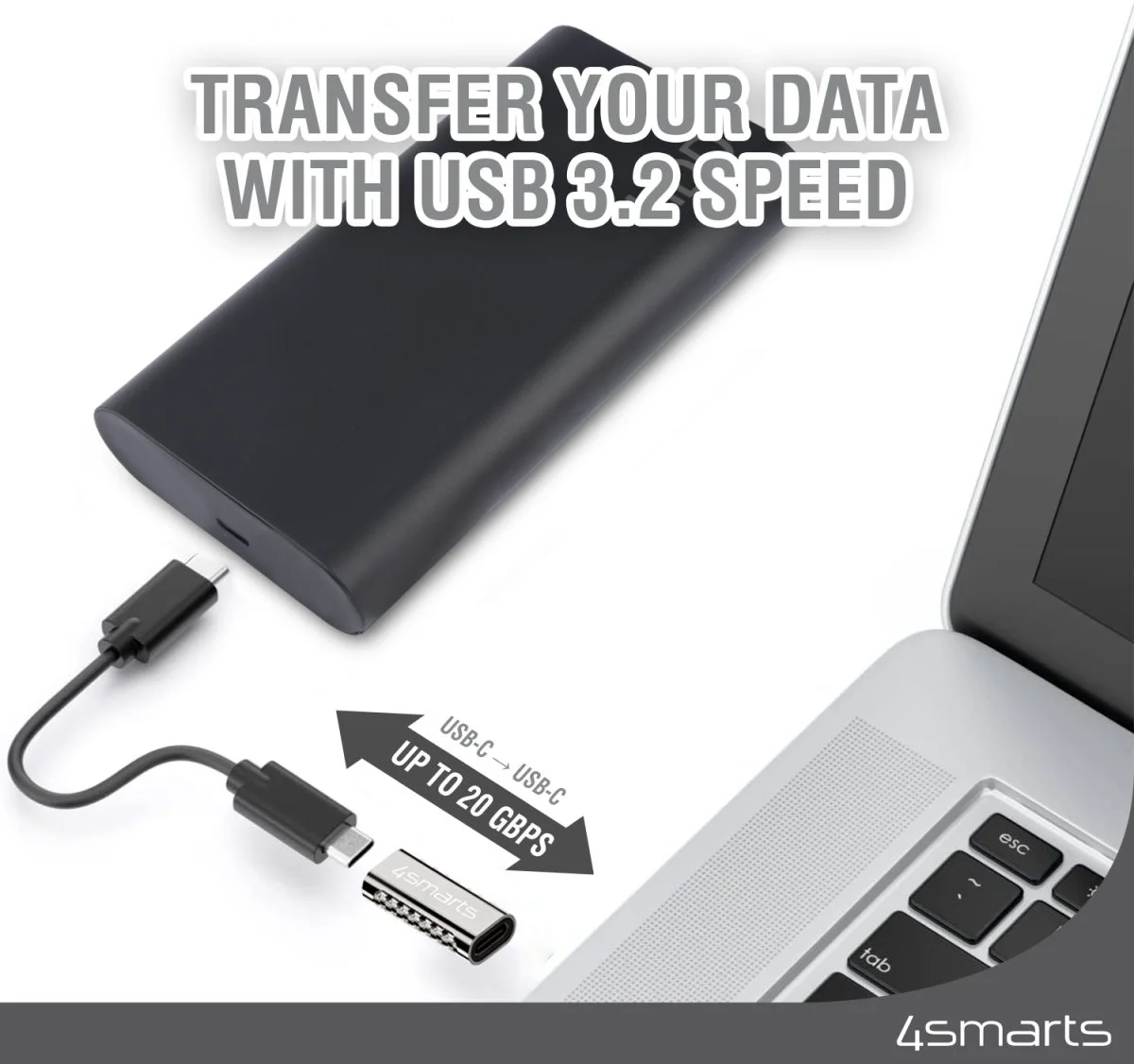 4smarts 100W USB-C naar USB-C Adapter 5A met Haakse Hoek (4-Pack) afbeelding 3