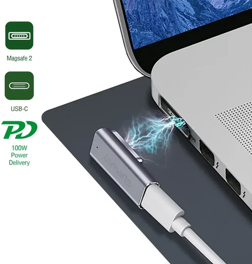 4smarts USB-C naar MagSafe 2 Adapter 100W PD MacBook Pro/Air Grijs afbeelding 2