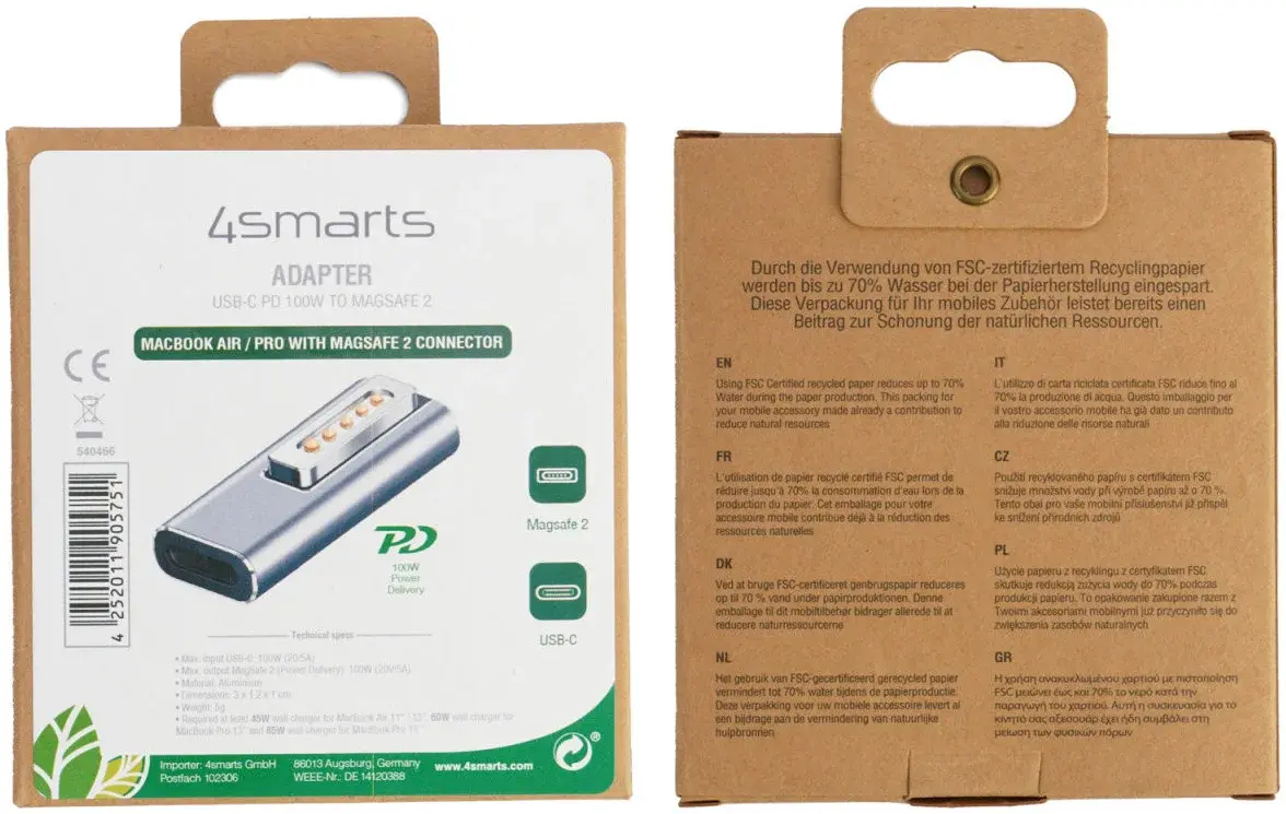 4smarts USB-C naar MagSafe 2 Adapter 100W PD MacBook Pro/Air Grijs afbeelding 8
