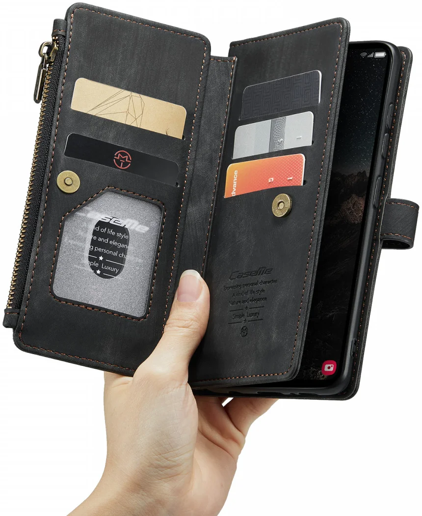 CaseMe C30 Samsung Galaxy S24 Hoesje Pasjeshouder Book Case Zwart afbeelding 11