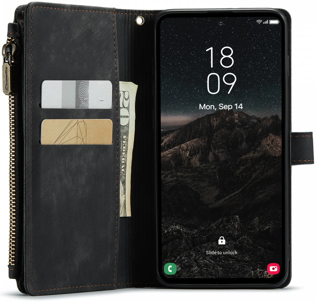 CaseMe C30 Samsung Galaxy S24 Hoesje Pasjeshouder Book Case Zwart afbeelding 2