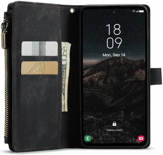 CaseMe C30 Samsung Galaxy S24 Hoesje Pasjeshouder Book Case Zwart afbeelding 2