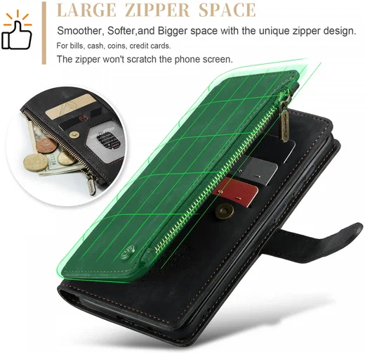 CaseMe C30 Samsung Galaxy S24 Hoesje Pasjeshouder Book Case Zwart afbeelding 5