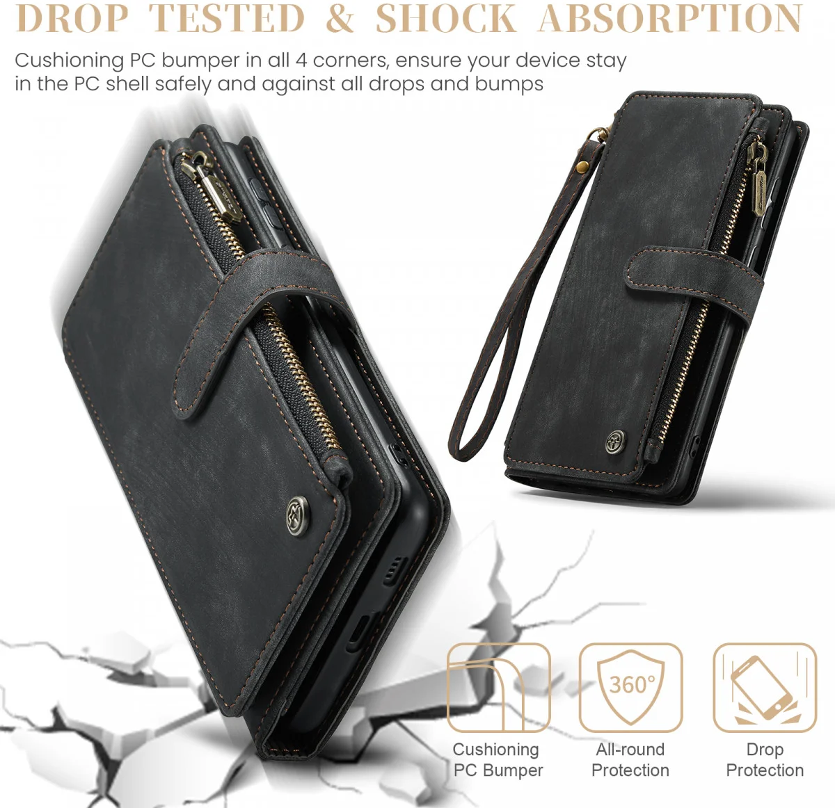 CaseMe C30 Samsung Galaxy S24 Hoesje Pasjeshouder Book Case Zwart afbeelding 6