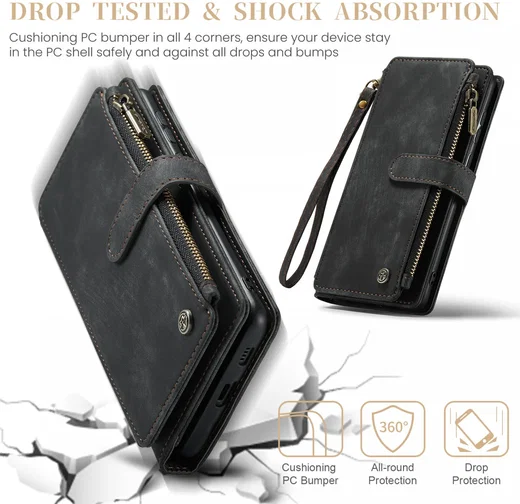 CaseMe C30 Samsung Galaxy S24 Hoesje Pasjeshouder Book Case Zwart afbeelding 6