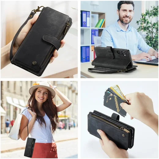 CaseMe C30 Samsung Galaxy S24 Hoesje Pasjeshouder Book Case Zwart afbeelding 8