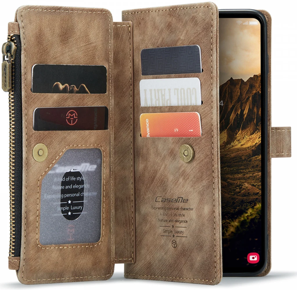 CaseMe C30 Samsung Galaxy S24 Hoesje Pasjeshouder Book Case Bruin afbeelding 1