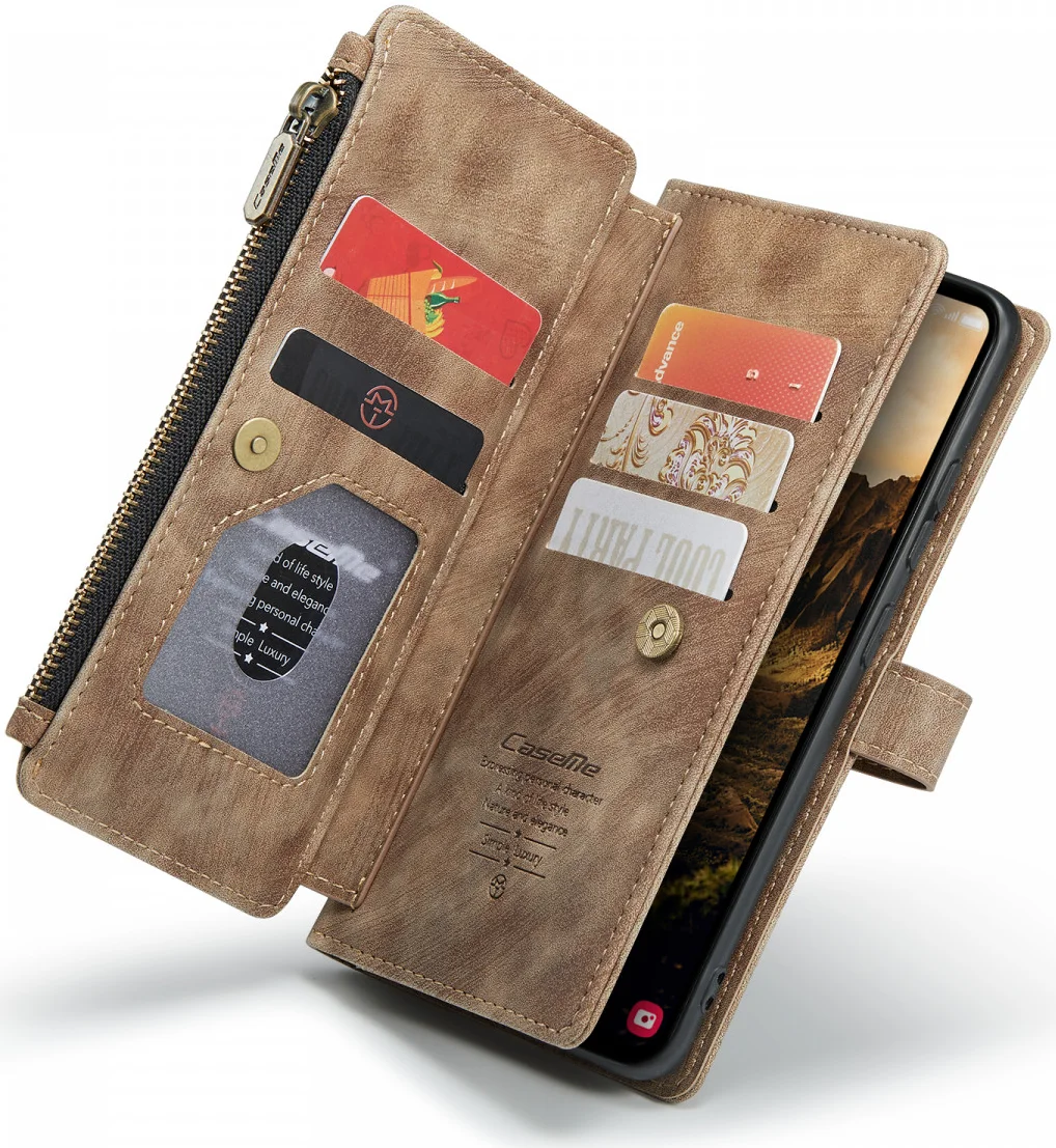 CaseMe C30 Samsung Galaxy S24 Hoesje Pasjeshouder Book Case Bruin afbeelding 14