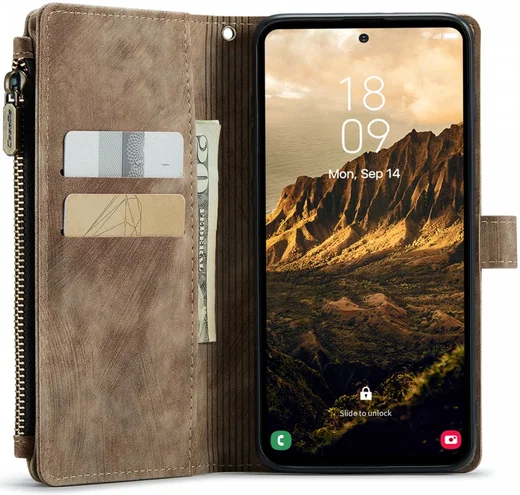 CaseMe C30 Samsung Galaxy S24 Hoesje Pasjeshouder Book Case Bruin afbeelding 2