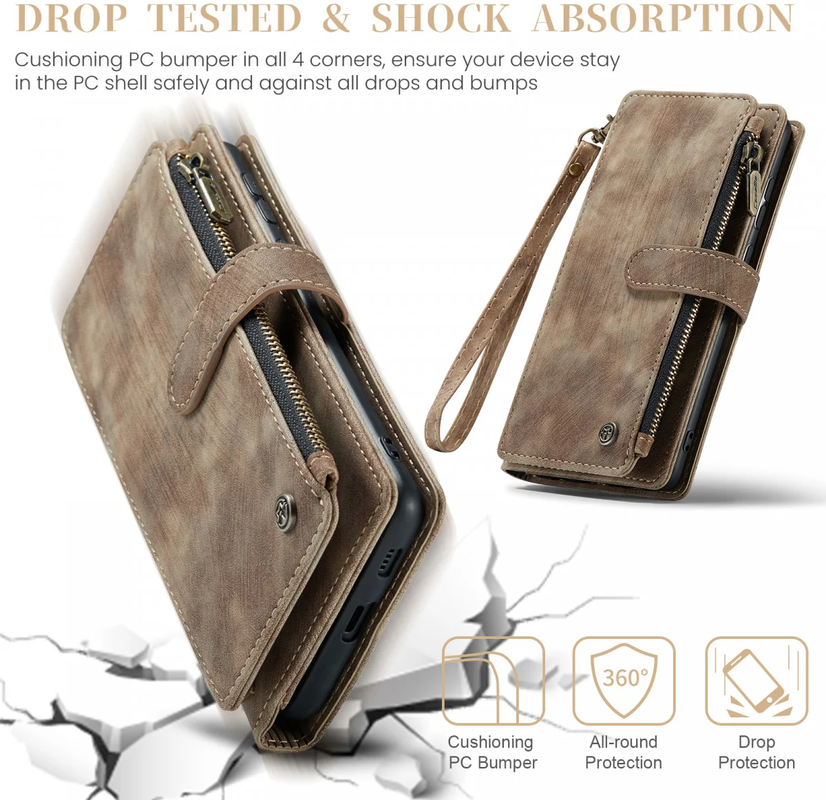 CaseMe C30 Samsung Galaxy S24 Hoesje Pasjeshouder Book Case Bruin afbeelding 6