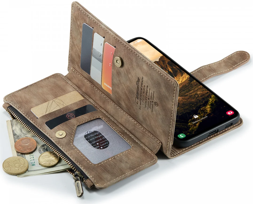 CaseMe C30 Samsung Galaxy S24 Hoesje Pasjeshouder Book Case Bruin afbeelding 9