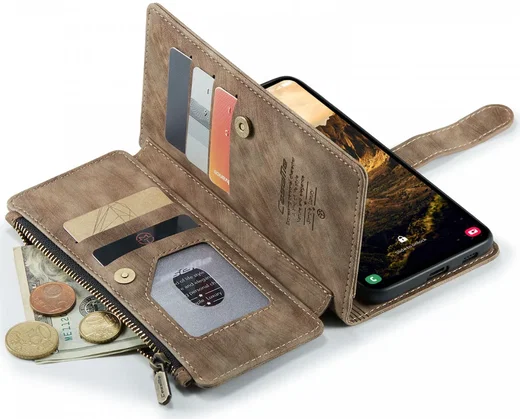 CaseMe C30 Samsung Galaxy S24 Hoesje Pasjeshouder Book Case Bruin afbeelding 9