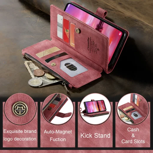 CaseMe C30 Samsung Galaxy S24 Hoesje Pasjeshouder Book Case Rood afbeelding 12