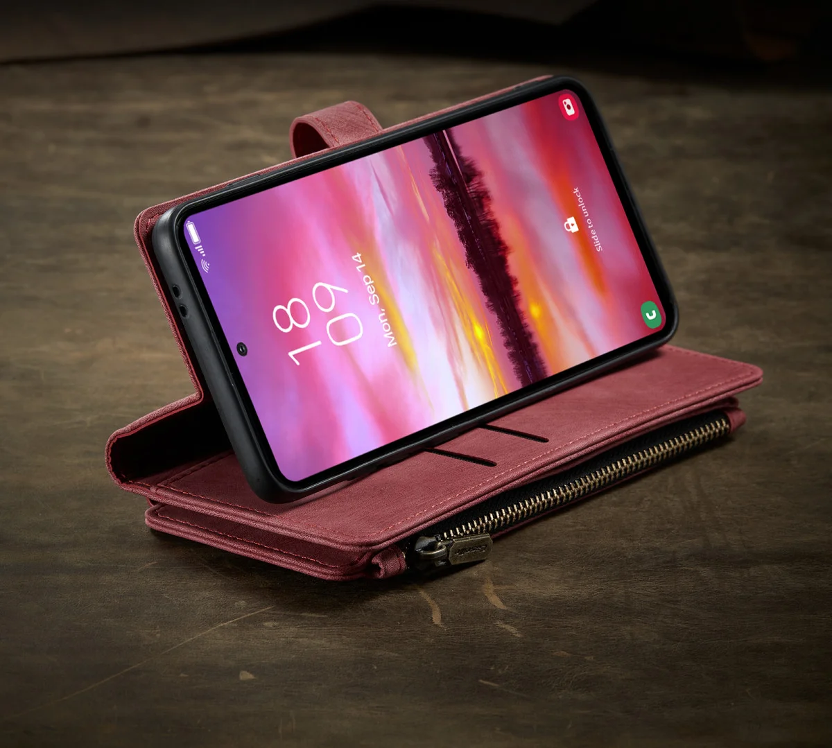 CaseMe C30 Samsung Galaxy S24 Hoesje Pasjeshouder Book Case Rood afbeelding 15