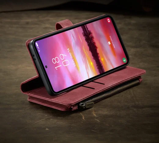 CaseMe C30 Samsung Galaxy S24 Hoesje Pasjeshouder Book Case Rood afbeelding 15