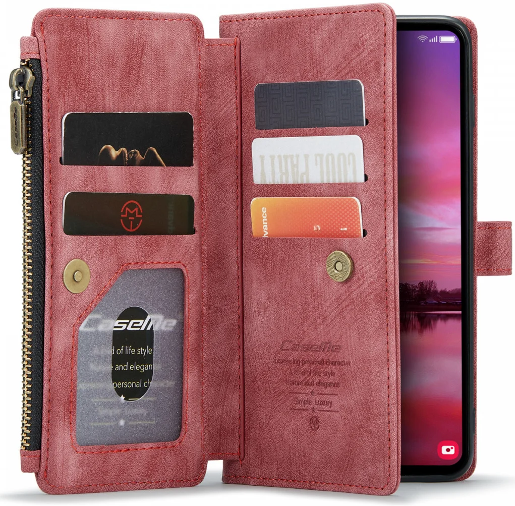 CaseMe C30 Samsung Galaxy S24 Hoesje Pasjeshouder Book Case Rood afbeelding 1