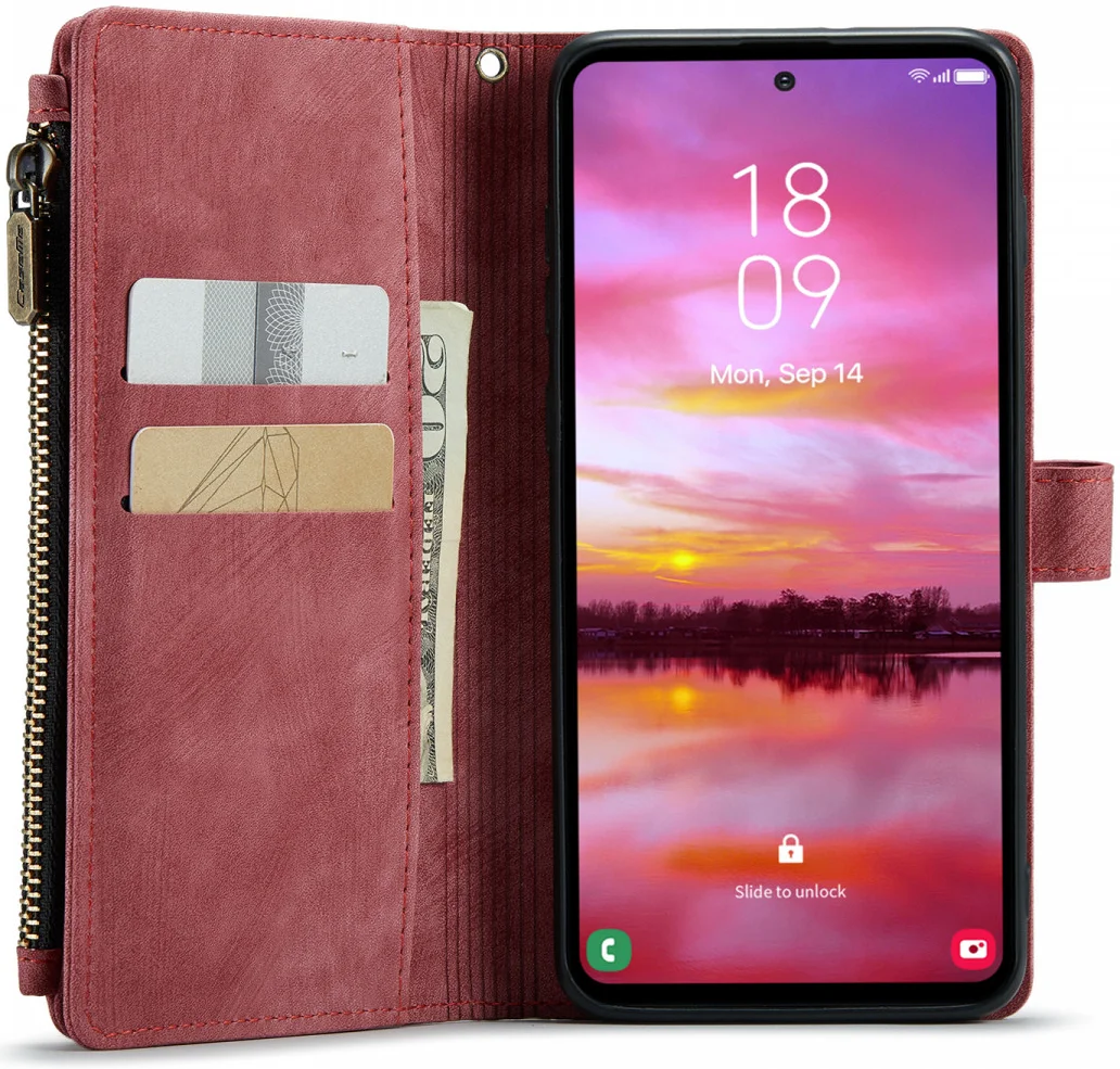 CaseMe C30 Samsung Galaxy S24 Hoesje Pasjeshouder Book Case Rood afbeelding 2