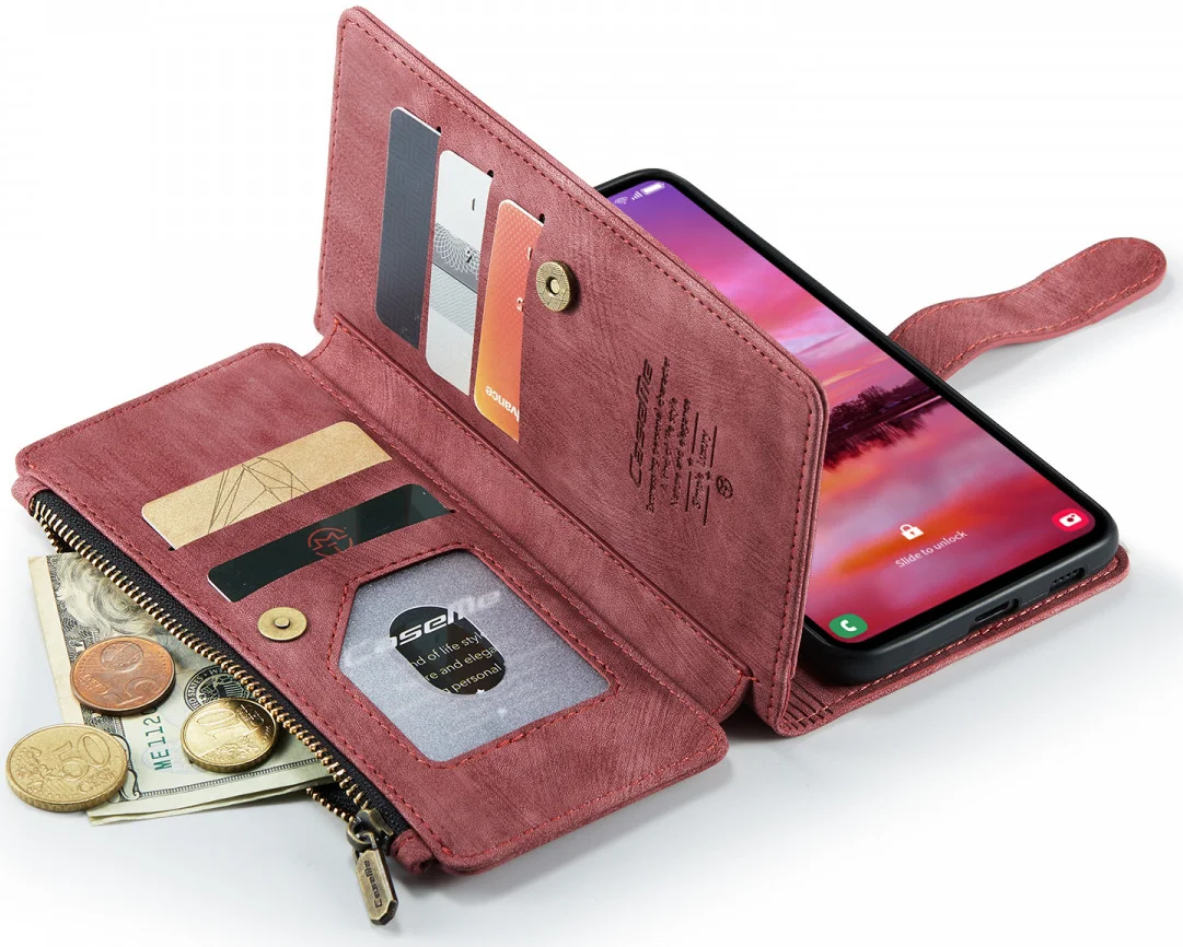 CaseMe C30 Samsung Galaxy S24 Hoesje Pasjeshouder Book Case Rood afbeelding 21