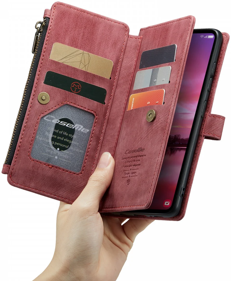 CaseMe C30 Samsung Galaxy S24 Hoesje Pasjeshouder Book Case Rood afbeelding 23