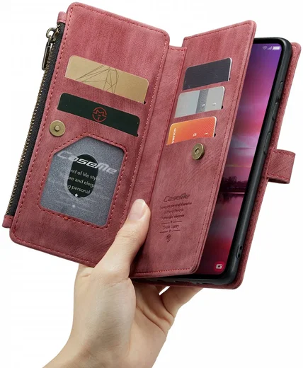 CaseMe C30 Samsung Galaxy S24 Hoesje Pasjeshouder Book Case Rood afbeelding 23