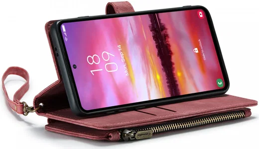 CaseMe C30 Samsung Galaxy S24 Hoesje Pasjeshouder Book Case Rood afbeelding 9