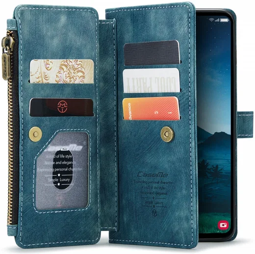 CaseMe C30 Samsung Galaxy S24 Hoesje Pasjeshouder Book Case Blauw afbeelding 1