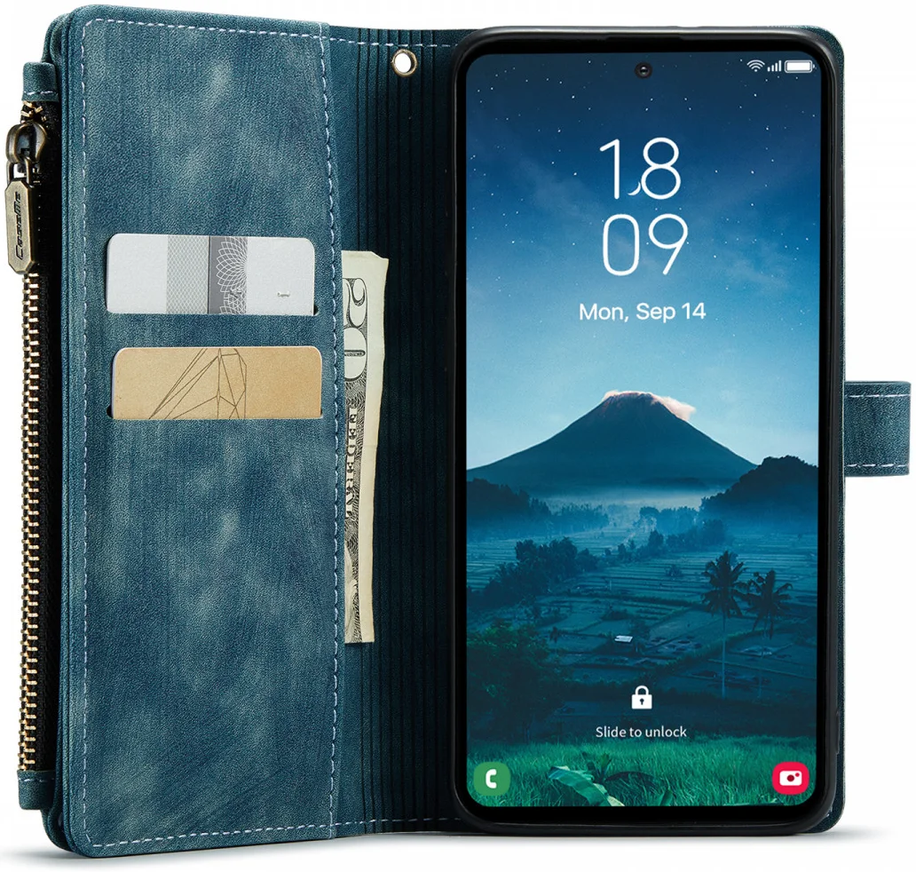 CaseMe C30 Samsung Galaxy S24 Hoesje Pasjeshouder Book Case Blauw afbeelding 2