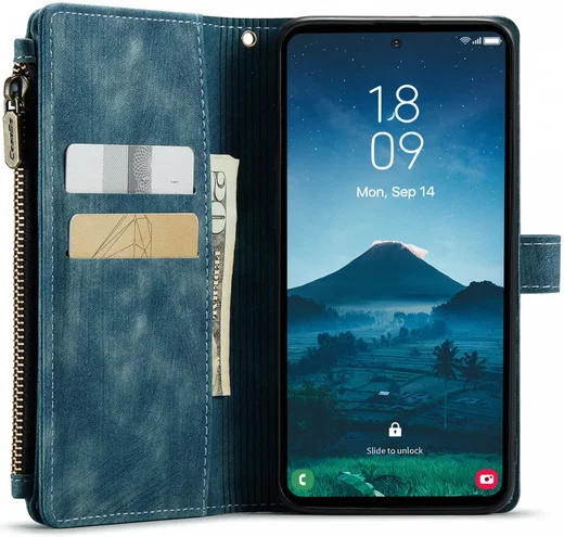 CaseMe C30 Samsung Galaxy S24 Hoesje Pasjeshouder Book Case Blauw afbeelding 2